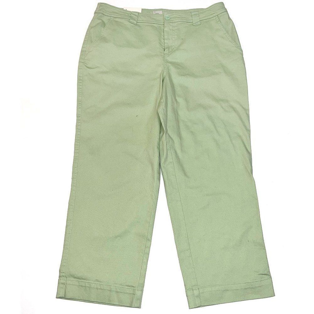A New Day Size 14 R Straight Leg Stretch Crop High Rise Denim Pants Light Green